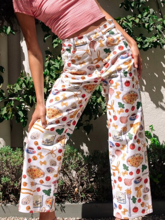 Lisa Says Gah Denim - Robyn Jeans Womens Italian Summer Food Buon Appetito Print | Lisa Says Gah
